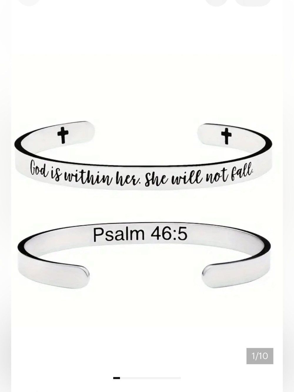 NEW• PSALM 46:5 STAINLESS STEEL CUFF• “God is within her,she will not fall”